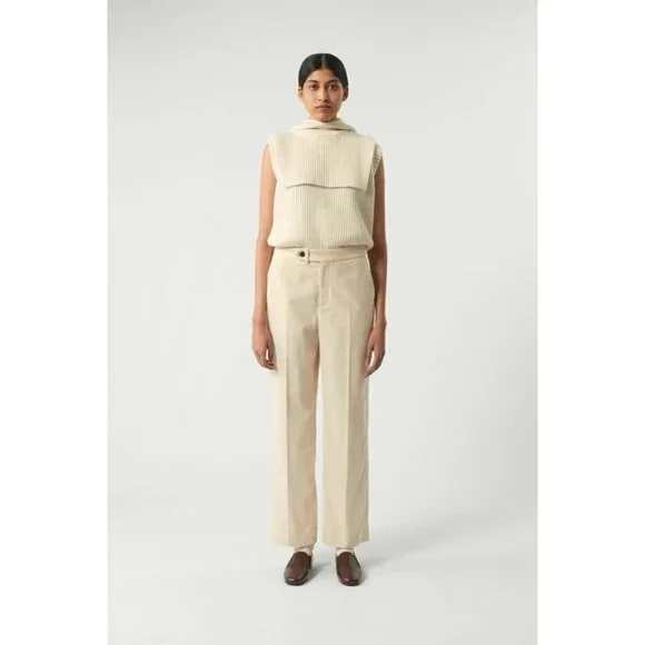 Soeur Otto Trousers Ivory Corduroy Straight Leg Pants 100% Cotton